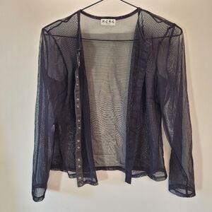 BCBG Paris Vintage Sheer Black Long Sleeve Cardigan - Size M
